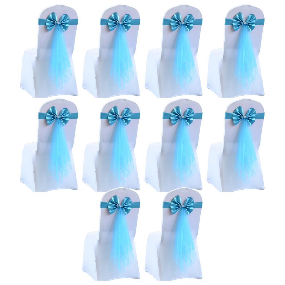 10PCS Bow Elastic Chair Sashes Cover Bands For Wedding Party Hotel Decorations Domestic Free Wedding Bow Chair Back Flower