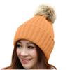 Women Winter Warm Knitted  Cute  F-ur Ball Yarn Hat