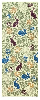 Todaya Shoten Tenugui Hand Rabbit with Chestnuts Niwaen-zome (Japanese Towel) (Green) 1054-G