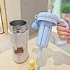 Floral Cartoon Handle Stainless Steel Vacuum Insulated Cup with Tea Infuser and Straw