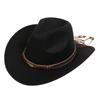 Women Men Western Cowboy Hat, Wide Curved Brim Felt Cowgirl Hat, Vintage Jazz Riding Hat, Removable Hat Belt, Head Circumference 56‑58cm