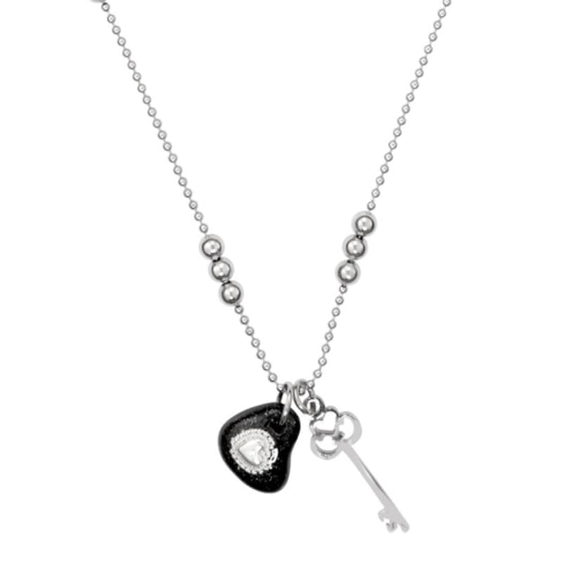 nff huge love key necklace-silver