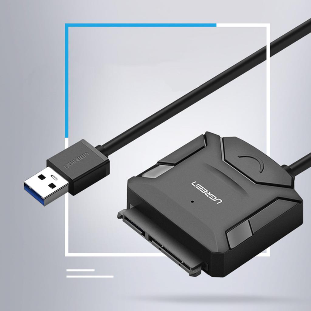 Ugreen USB 3.0 to SATA Adapter for HDD & SSD - High-Speed Black (CR108)