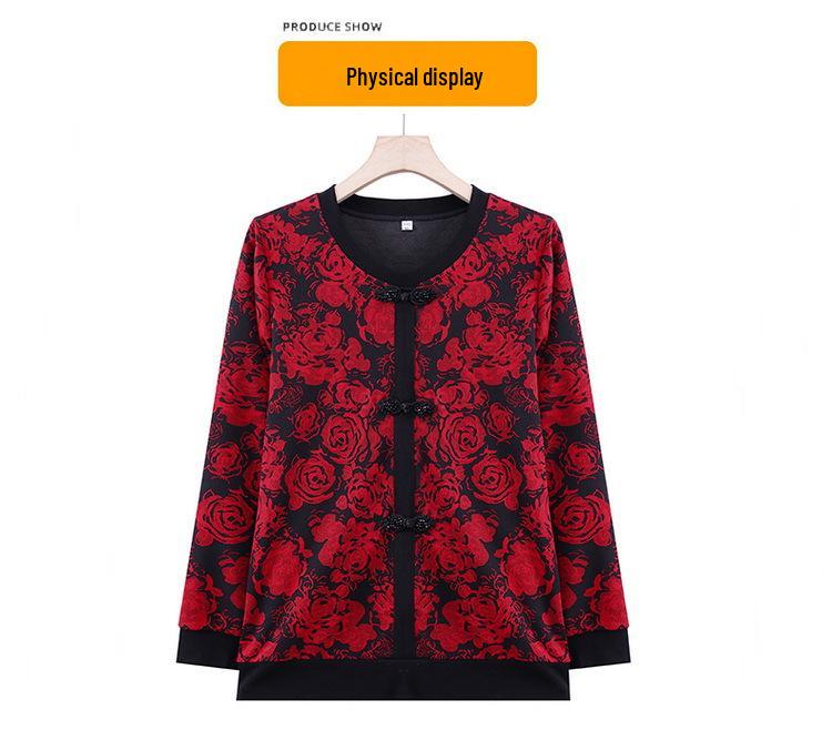 2025 Autumn Fashionable Long-Sleeve Casual T-Shirt for Middle-Aged & Elderly Women