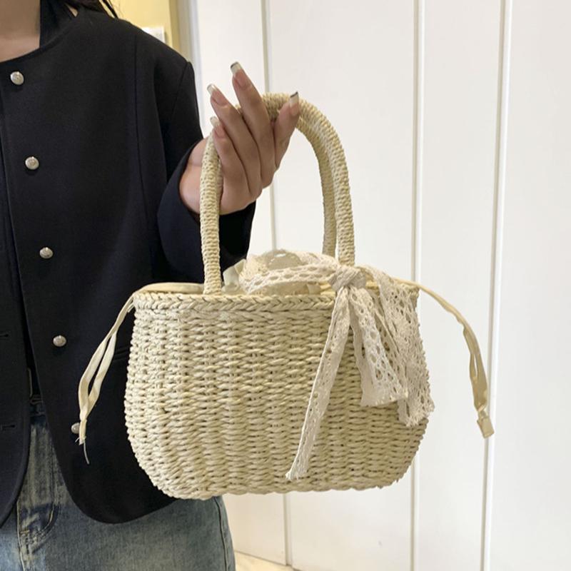 Yogodlns Stro Zak met Trekkoord voor Dames Tas met Handvat Zomer Strand Geweven Boho Tas Rotan Grote Capaciteit Tote Bag Dames Shopper Clutch