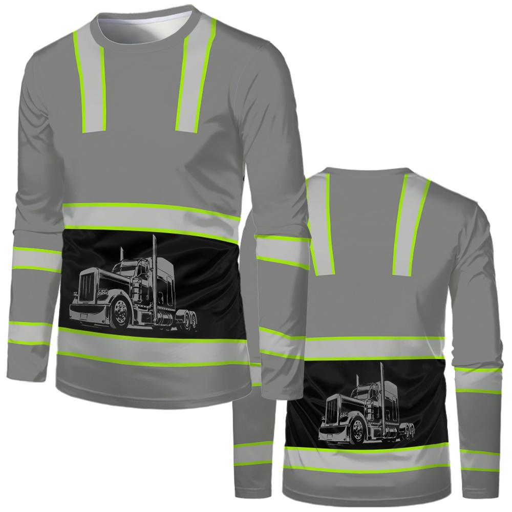 Construction Workers Uniforms Man T Shirts Loose Casual Classic O Neck Long-sleeve Tops Comfortable Breathable Work Shirt
