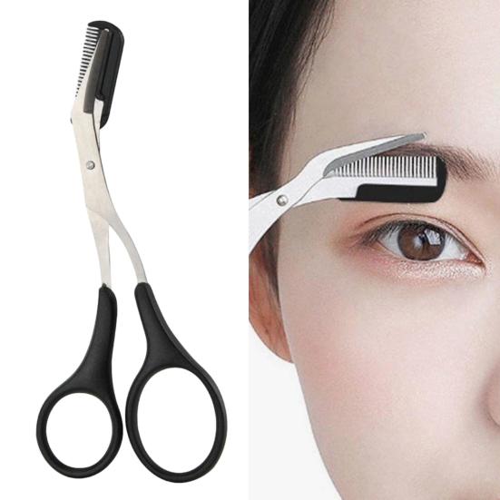 Yousheng Eyebrow Trimming Scissors with Comb Stainless Steel Non-Slip Precision Eyebrow Trimmer Men Women Brow Hair Removal Grooming Tool