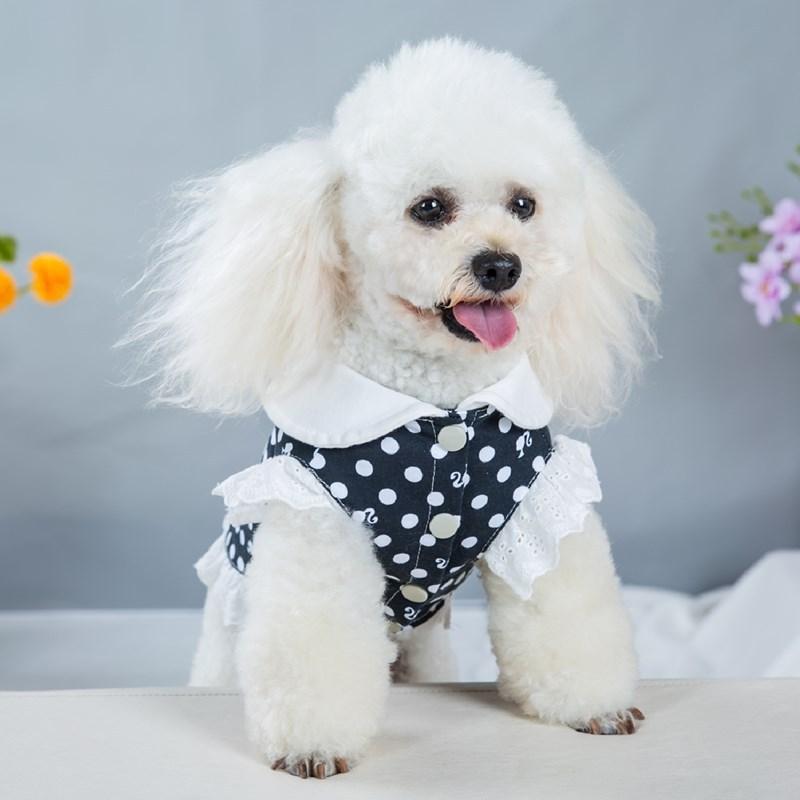 Summer Dog JUEothes Cotton Princess Dress For Small Female Dogs Dot Pattern Pet Dress Teddy Dog Summer Outfit