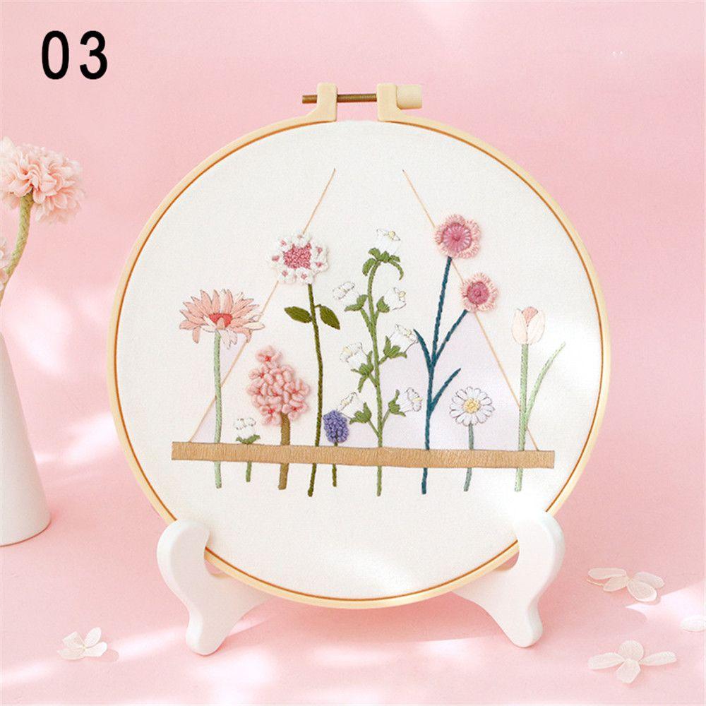 Crafts Handmade Painting Flowers Plants Pattern Cross Stitch DIY Embroidery Embroidery Starter Kit