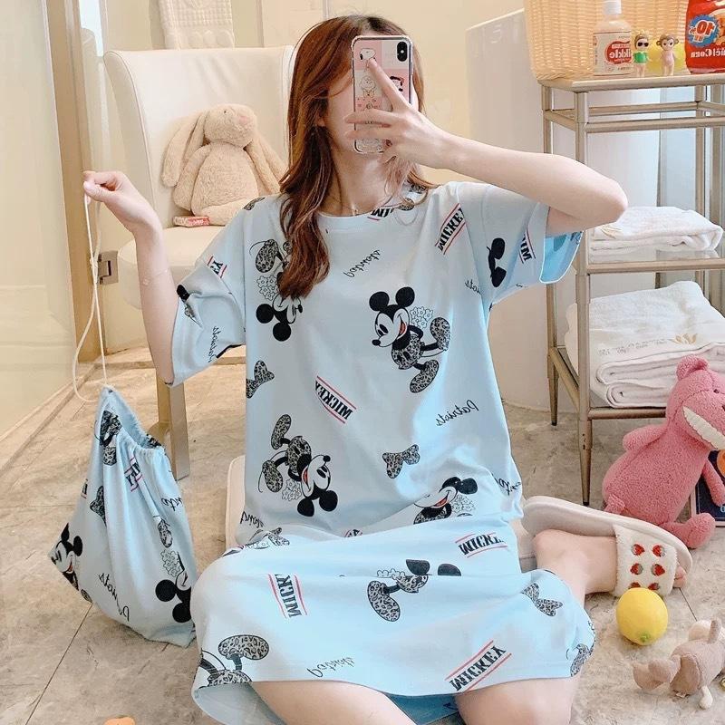Girls' Summer, Spring and Autumn Short-sleeved Home Wear with Cute Cartoon Designs and Loose Style Pajamas and Nightgowns