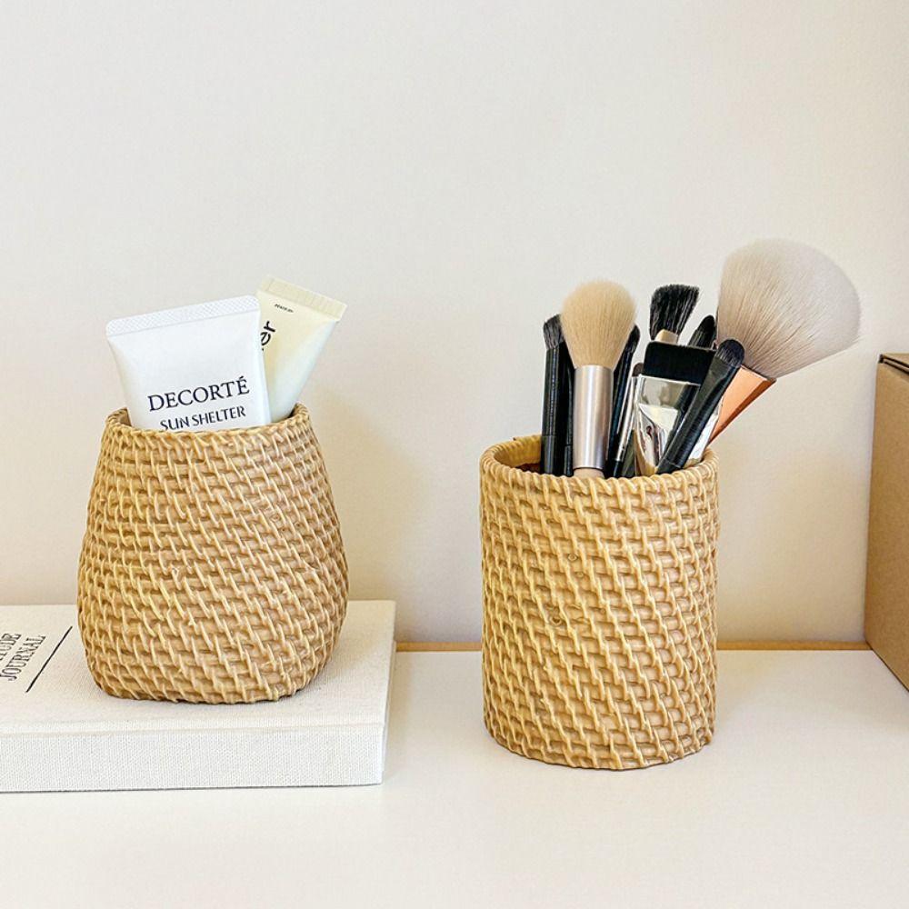 Home Office Rattan Pen Holder Simple Tableware Holder INS Style Vine Pen Holder  Desk Accessories