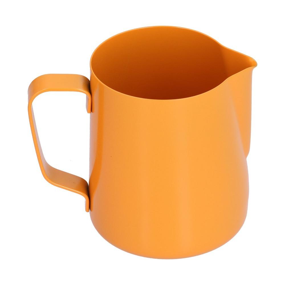 Kaffetillbehör Rostfritt Stål Mjölkskummare 400 ml Kapacitet Spetsig Pip Kaffekanna Orange Skumkanna Kaffebryggning