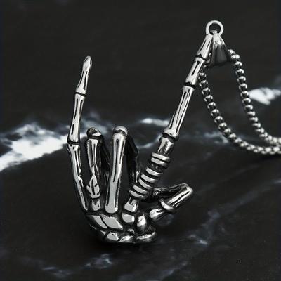 Kreatives Design Punk Hip Hop Skelett Herren Hand Halskette Einzigartige Mode Gothic Anhänger Schmuck Geschenk