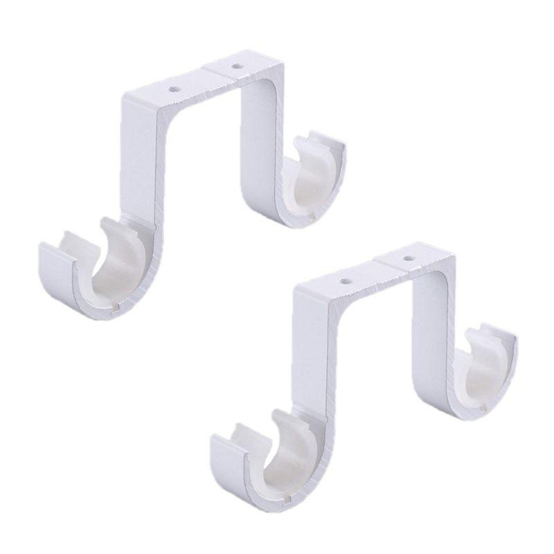 2 Pcs Hang Curtain Rod Holders Heavy Duty Curtain Drapery Rod Bracket Wall-Mounted Metal Double Rod Bracket