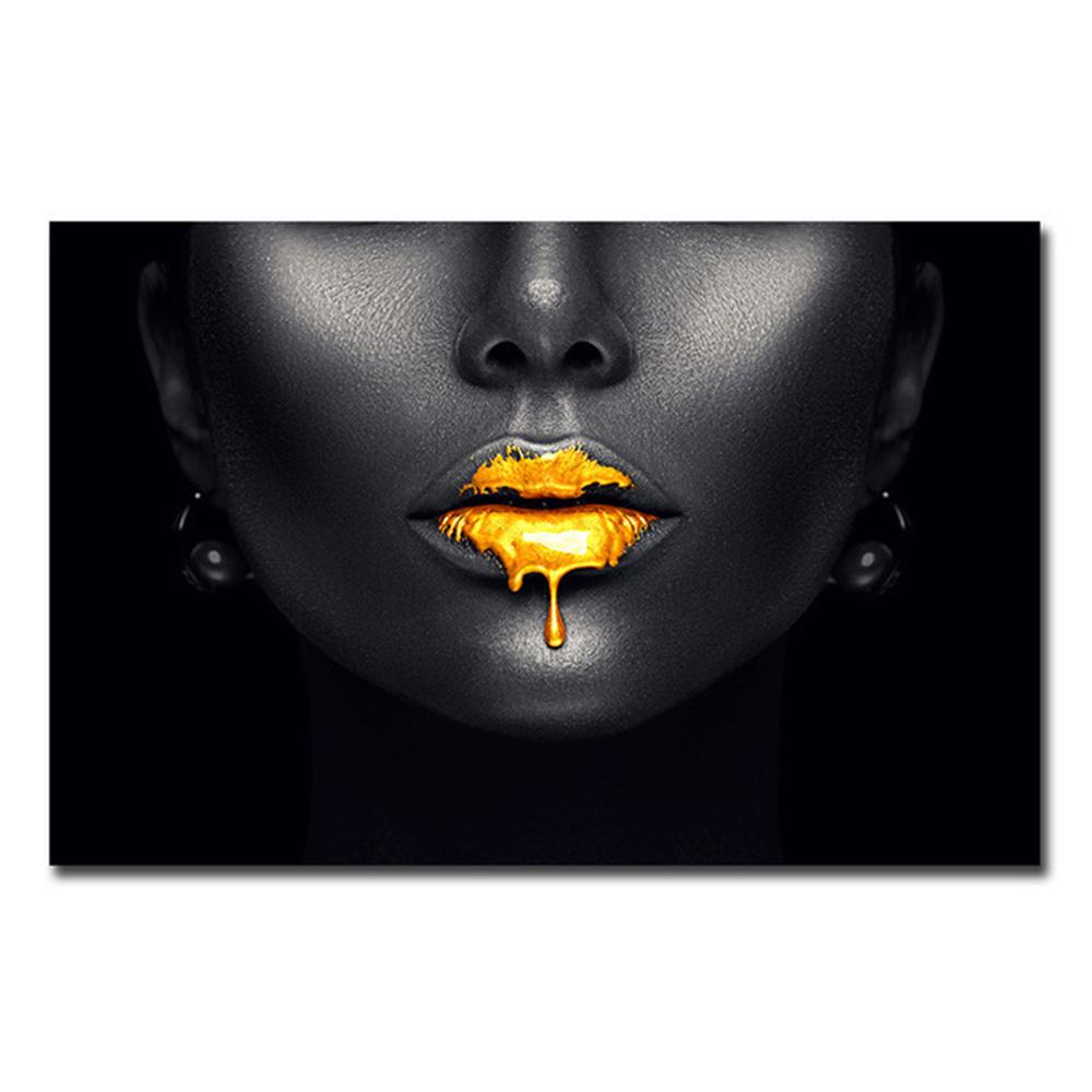

Скандинавская классика моды настенное искусство золотые губы сексуальный женский портрет HD холст постер печать для дома спальня гостиная украшение 20x30cm