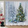 Merry Christmas Shower Curtain Winter Red Truck Snowman Reindeer Snow Farmhouse Shower Curtain Washable Polyester Bathroom Decor