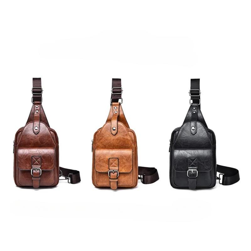 Casual Retro Men's Chest Bag, Large Capacity Crossbody Bag, Waterproof and Wear-resistant