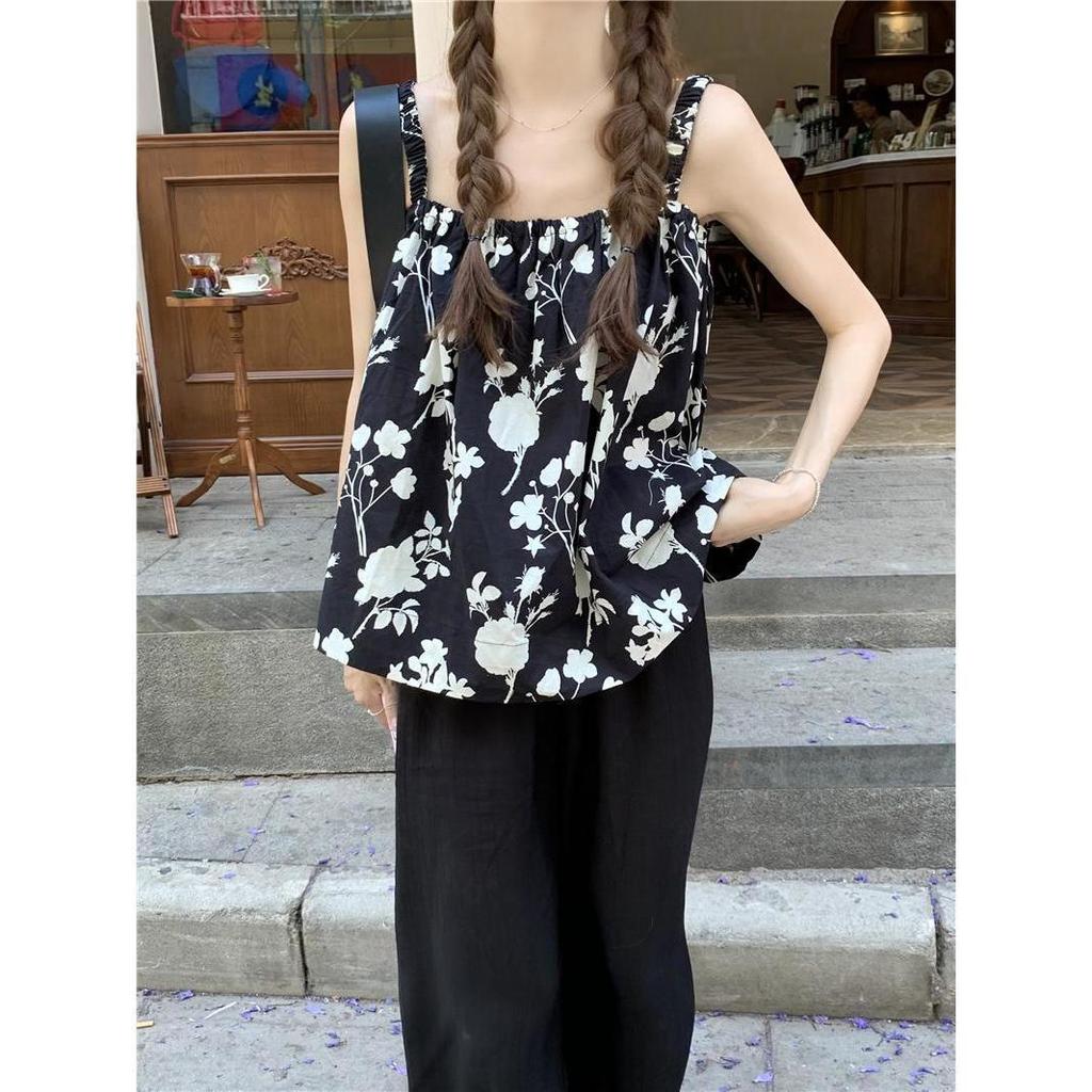 Extra Large Floral Camisole Vest for Plus Size Women - French Niche Design