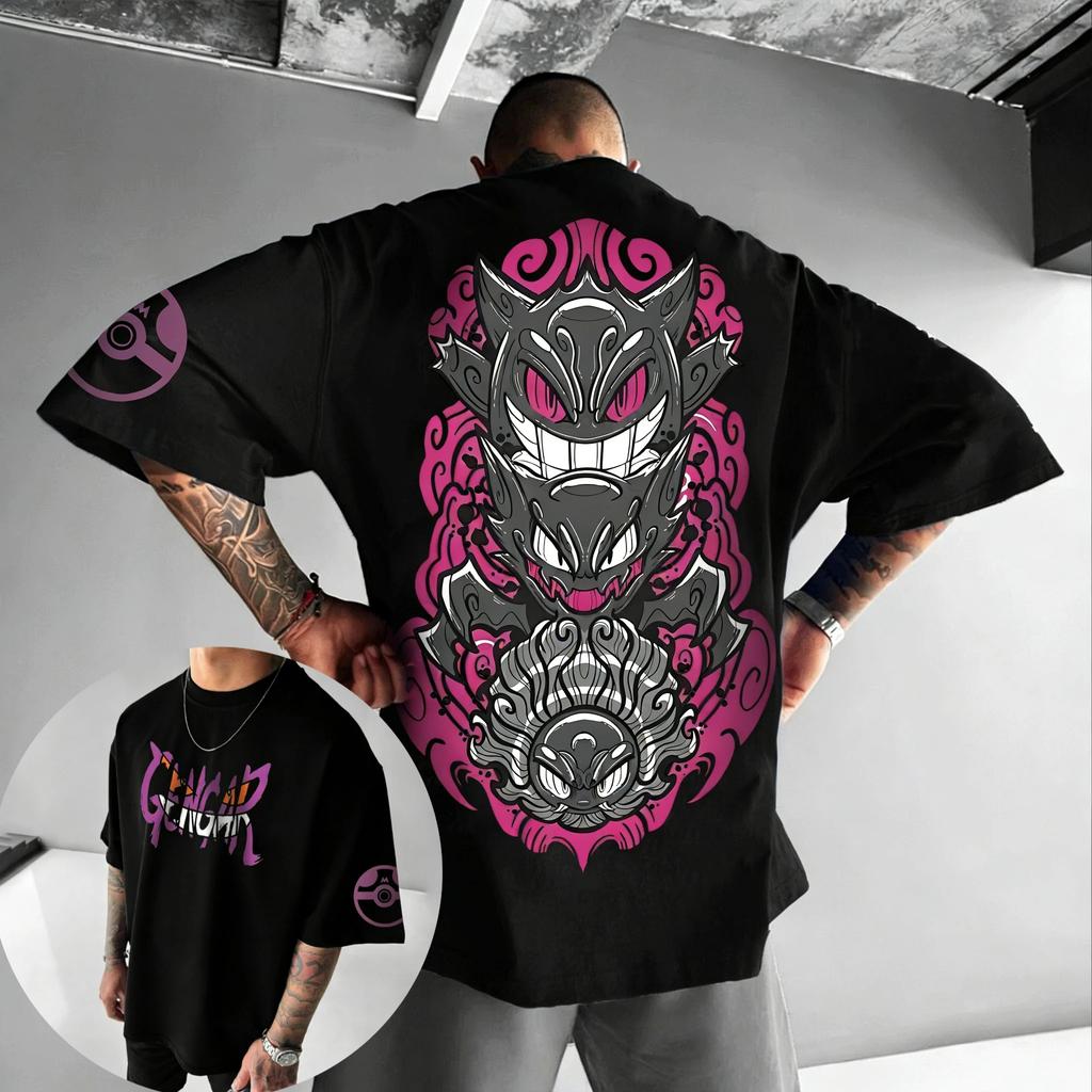 2026 Pokémon Anime Pikachu Gengar Peripherie Gedrucktes Kurzarm Herren Damen Locker Sportlich Bequem Baumwolle Paar T-Shirt