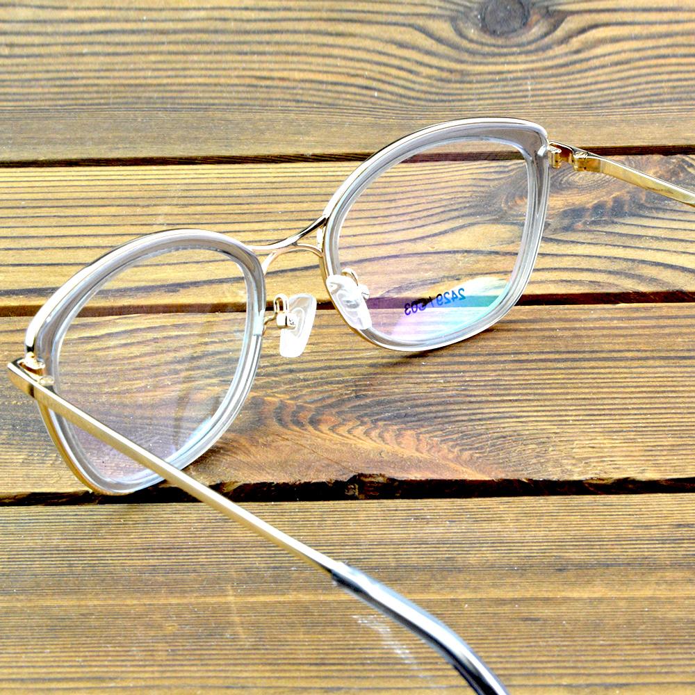Transparent Cat-Eye Titanium Optical Glasses Frame – Lightweight Metal Eyewear with Elegant Gold Accents for Women