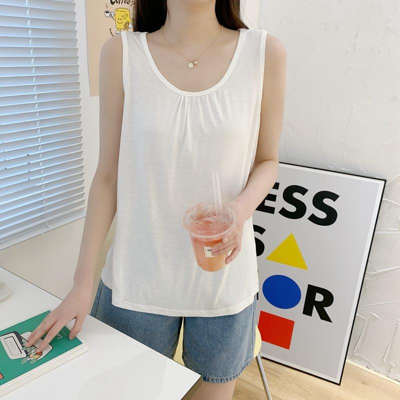 Damen Modal Camisole in großen Größen: Sommer Ärmelloses Locker sitzendes Oberteil im T-Shirt-Stil, Große Größe
