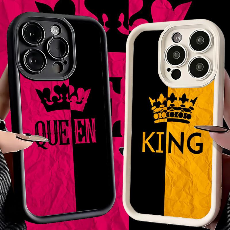 Phone Case for iPhone 17 Air 16E 15 16 Pro Max Queen King Couple Theme Cover 14 Plus 13 12 Mini Soft Shell Silicone Fundas