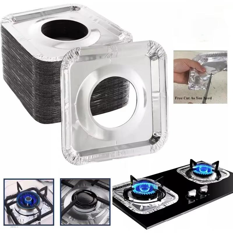 10/30PCS Aluminum Foil Burner Covers Disposable Stove Liners for Gas Cooktops Oil-Proof Cooking Protectors (Easy Clean)