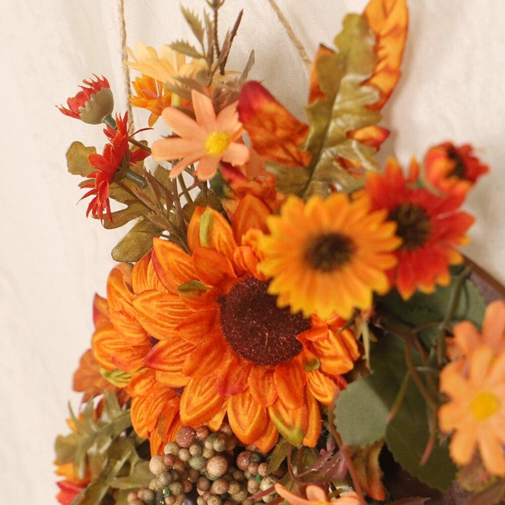 Türhänger Simulation Herbstfarben Erntedankdeko Sonnenblume Chrysantheme Türschild Pfau Sonnenblume Türdeko