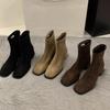 High-heeled Square-toe Short Boots for Women - Fall/winter Shoes, Versatile Shoes, Ankle Boots