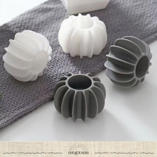 ozgram Gear-Shaped Laundry Balls, Large, 4-Pack (2 White, 2 Gray), Washing and Drying Balls, Anti-Tangle, Reusable, Wrinkle-Free, Drum-Type, TPR Mater