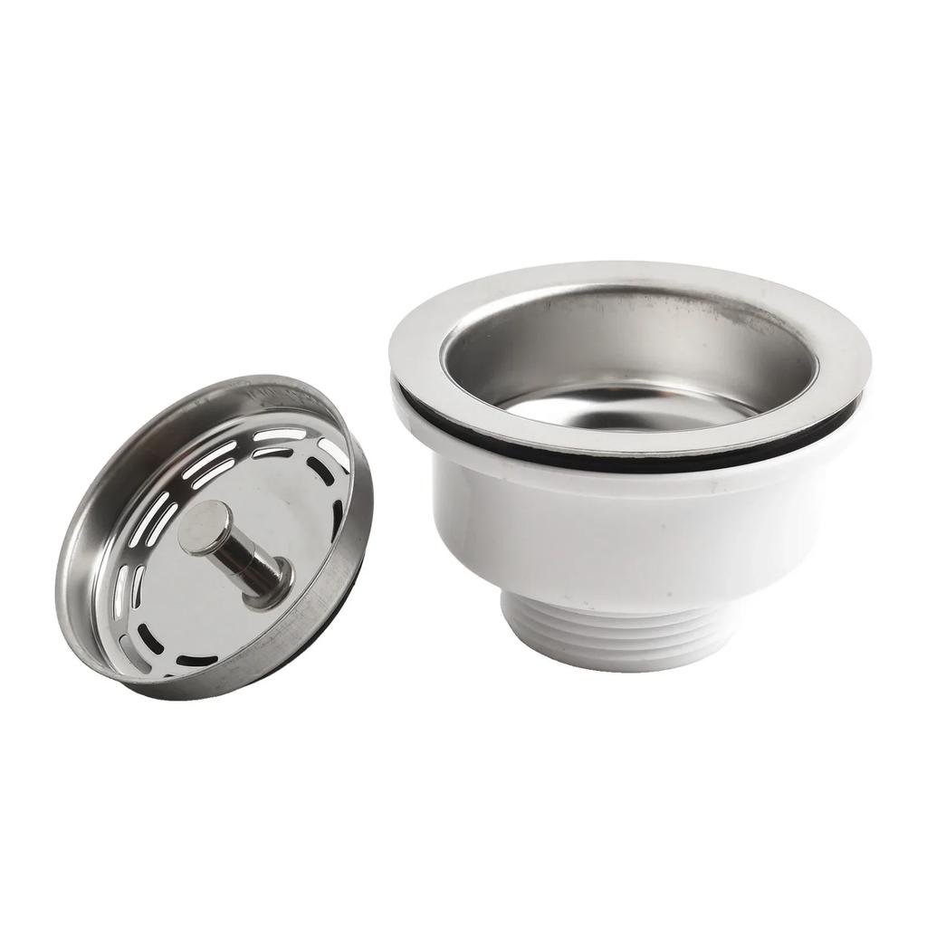 Waste Kit Sink Strainer High Quality PP Sink Stainless Steel Drain Diameter 90mm Silver Quality Is Guaranteed Practical