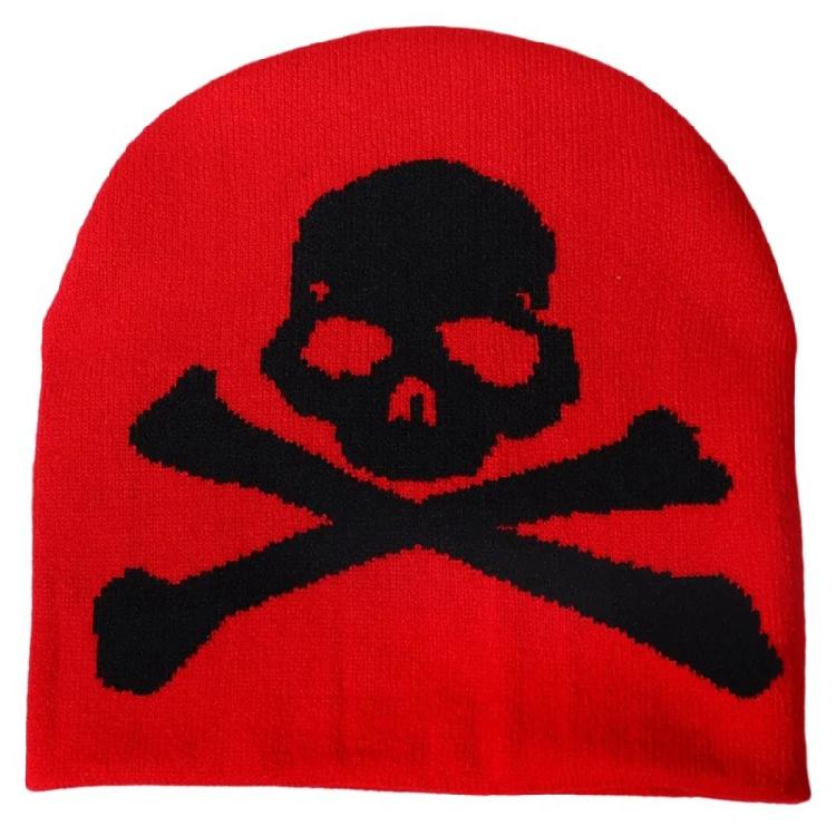 Elastic Windproof Beanies Knitted Hat with Skull Pattern for Adult Keep Ear Warm Hat Cold Weather Skiing Cycling Supply
