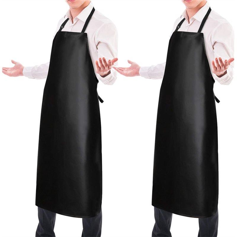 

ABMH-Heavy Duty For Men Waterproof PU Vinyl Apron 40 2 Pack Chef Aprons For Men Chemical Work Extra Long Grilling Aprons чёрный