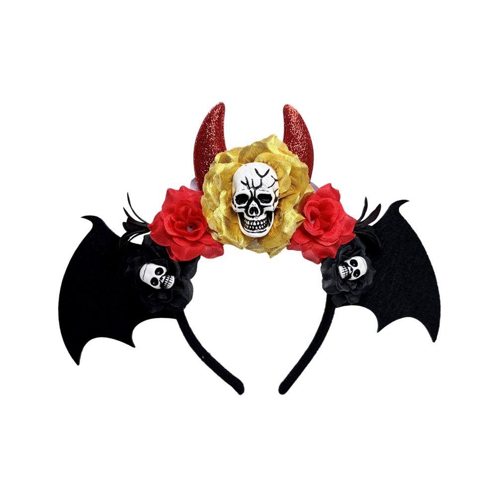 Gothic Halloween Skull Headband Dark Day of The Dead Hairband Skull Head Hair Hoop  Party