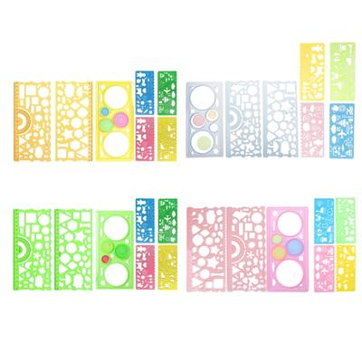7PCS Drawing Templates Plastic Rulers Multi-Function Measuring Rulers Tools