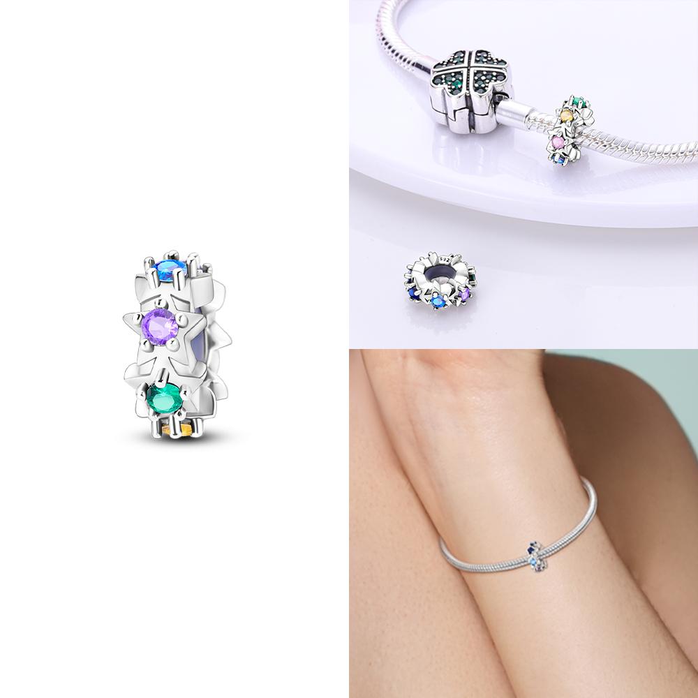 

Original Charms Copper Butterfly Flowers Colorful Zircon Silicone Charms Beads Fit Pandach Bracelets Fine Diy Jewelry Gift