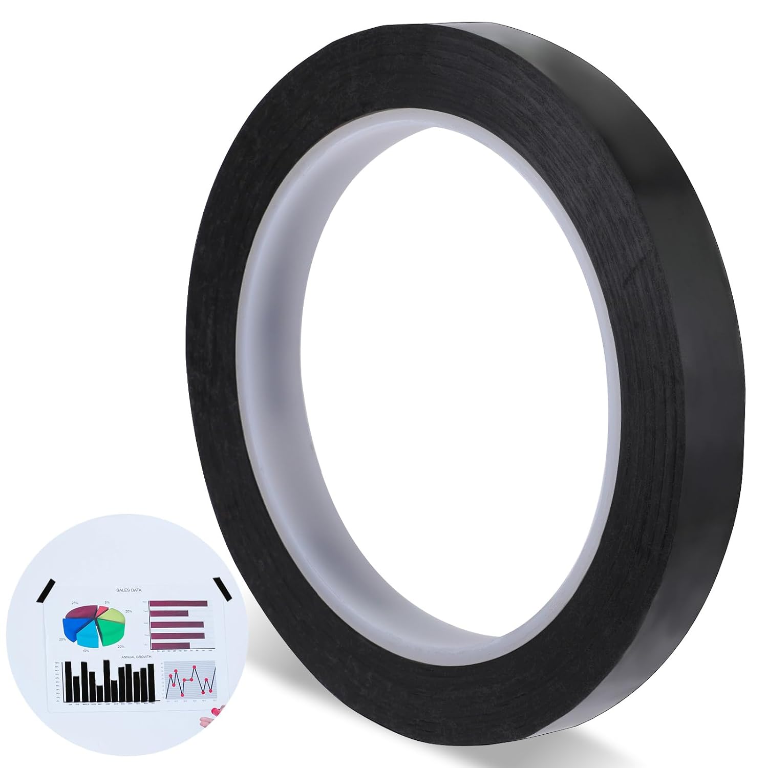 217 Feet X 1/2 Inch White Board Tape, Black Graphic Tape Whiteboard Self Adhesive Artist Thin Black Tapes for Dry Erase Board, Chart Line Grid