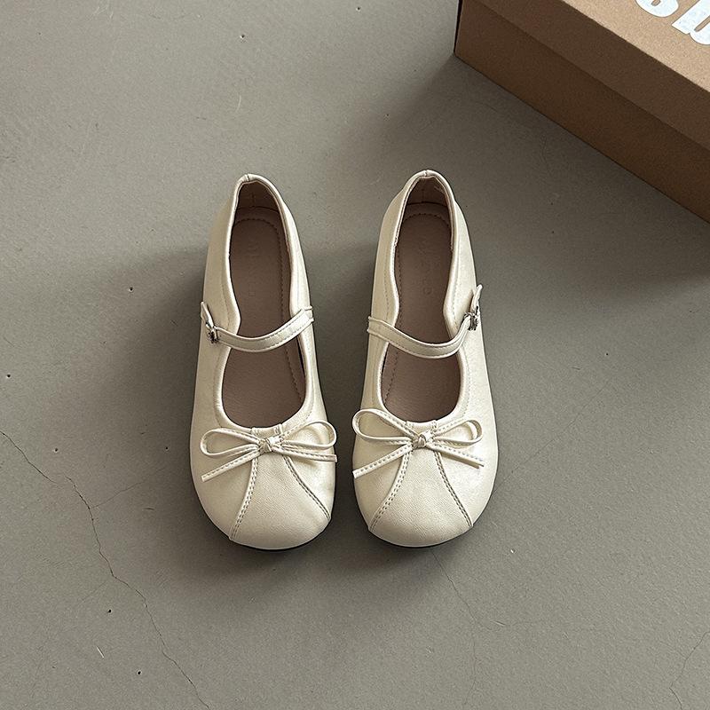 

French bow one-button women s Mary Jane single shoes increase height in summer with skirt round head wedge heel ballet shoes 40 бежевый