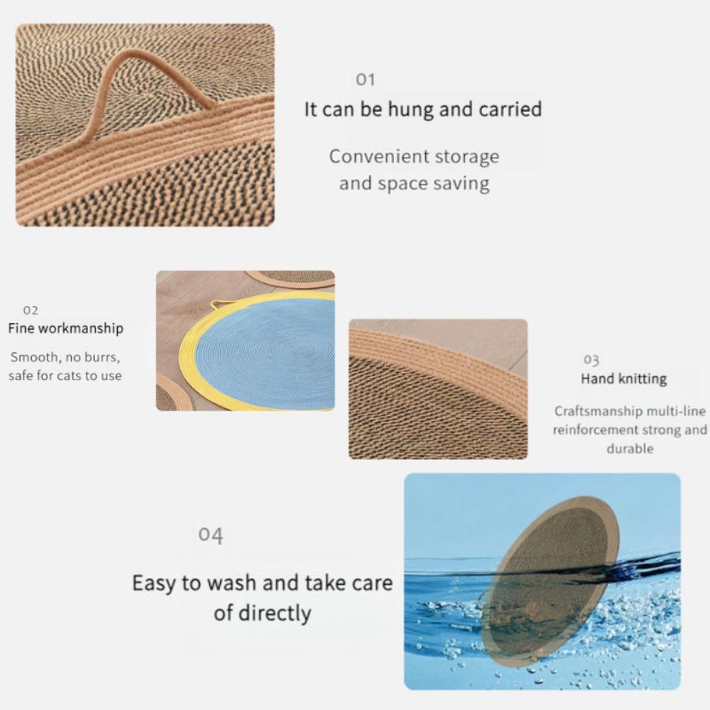 60CM/80CM/100CM Cat Scratcher Mat Natural Jute Scratching Pad, Reversible Cooling Sleeping Mat, For Indoor Cats Resting