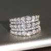 Zircon Multi-layer Ring for Women, Round Geometric Sparkling Ring, Light Luxury and Elegant Jewelry.
