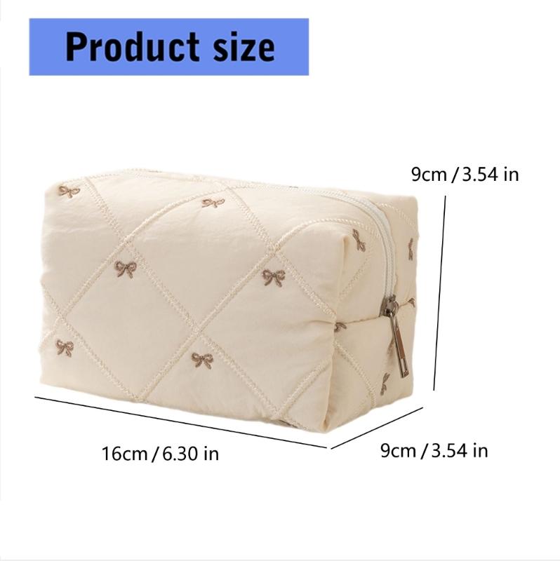 Large Capacity Makeup Organizers with Quilted Bowknot Accent and Multiple Divisions for Efficient Travel