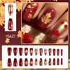 24Pcs Fall Thanksgiving Press On Nails Short Square Maple Leaves False Nails Acrylic Manicure Decorations For Women
