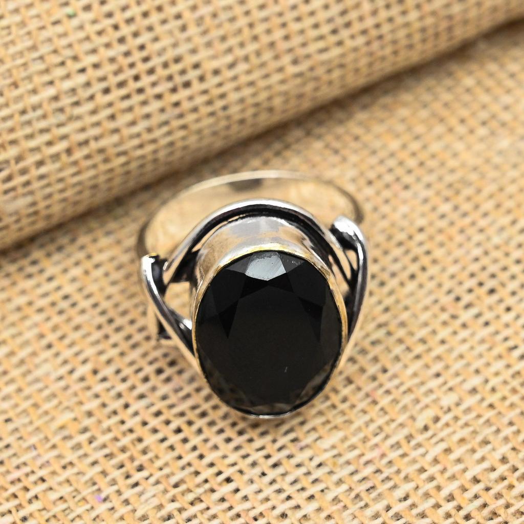 Svart Spinel Ädelsten Handgjorda 925 Sterling Silversmycken för bröllopspresent