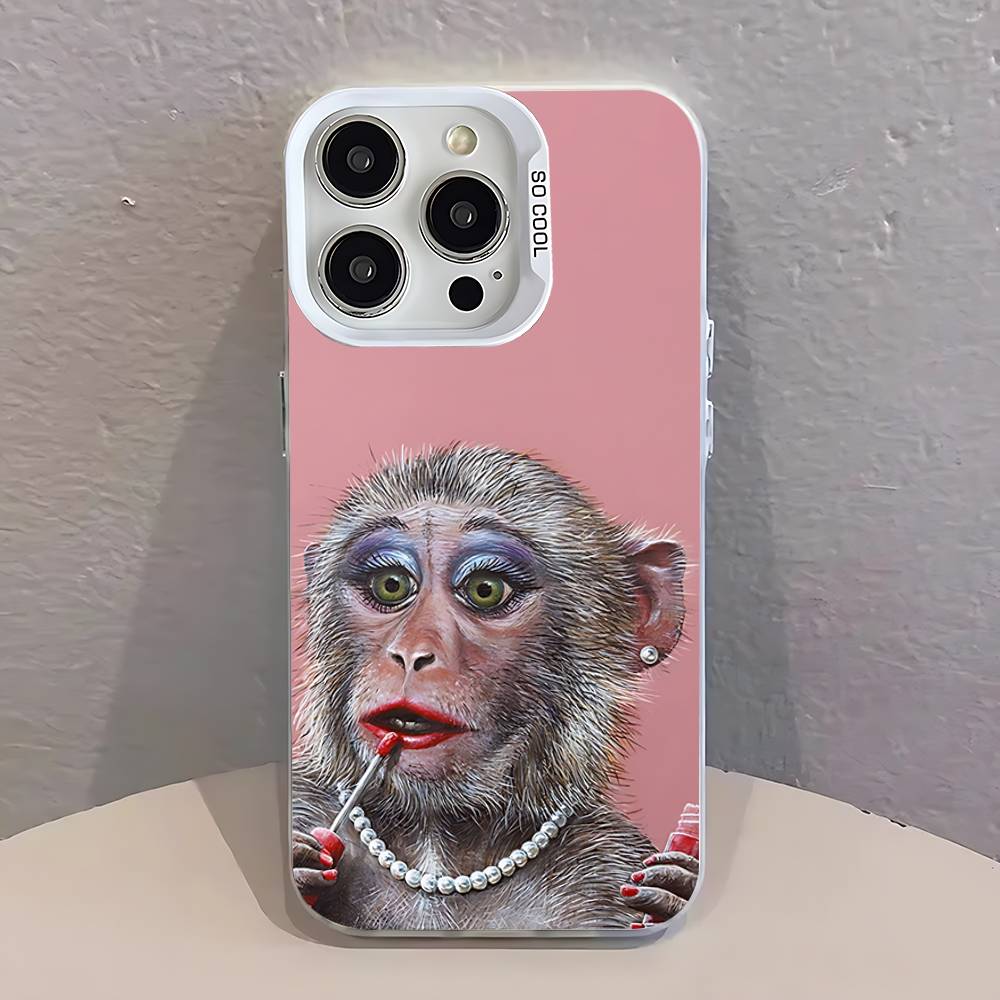 

Funny Monkeys gorillas Phone Case For iPhone 12,16,17,14,13,15,11,Pro,XS,Max,Plus,Mini,SE4,E White Matte Shockproof Cover iPhone14