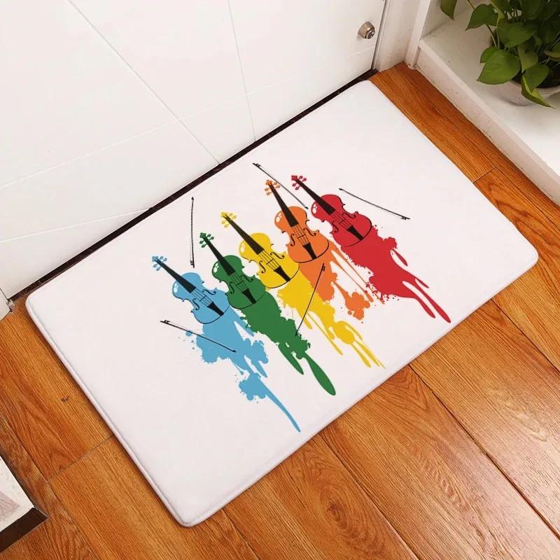 Tappetino con Stampa Note Musicali per Piano Corridoio Zerbini Antiscivolo Cucina Bagno Tappeto per Pavimento Ingresso Tappeto Lavabile Casa Camera da Letto Decorazione