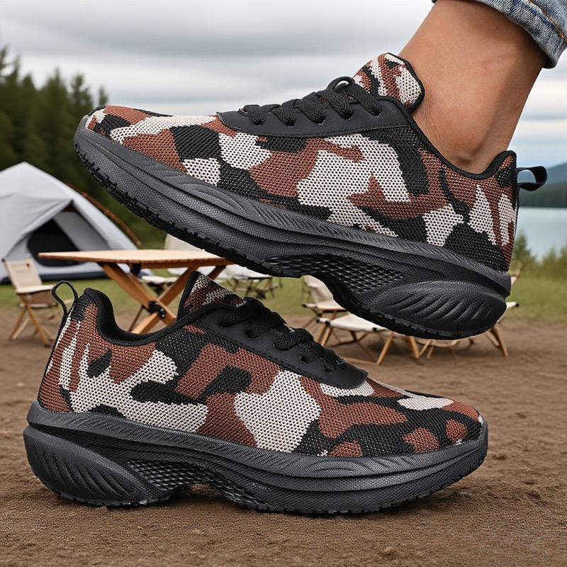 Camouflage Thick Soled Wide Toe Shoes for Women Breathable Comfort Outdoor Camping  Running Shoes Wide Soled Platform Sneakers