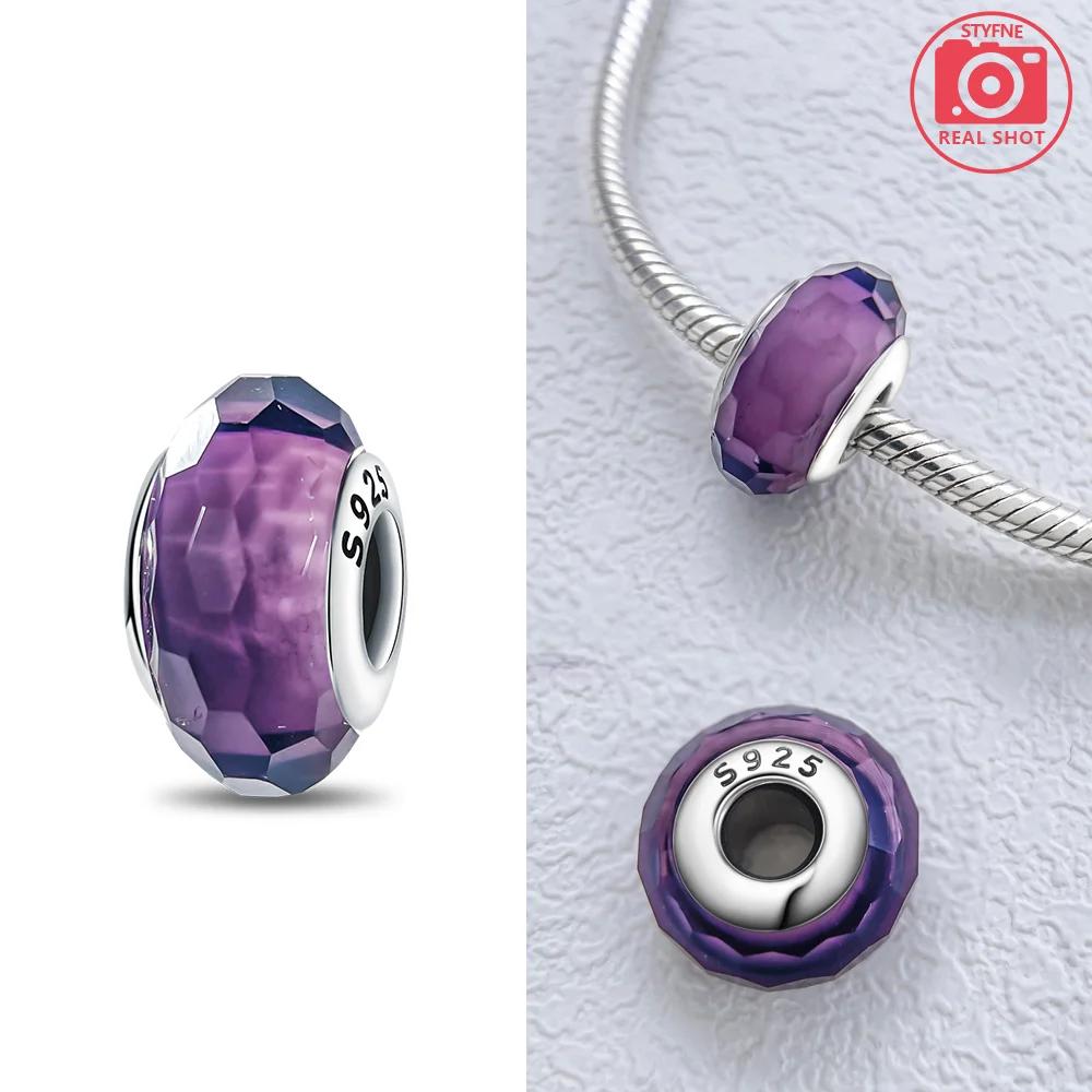 925 Silver Bracelet Women Diy Jewelry Gift Accessories Charms Beads Pink Murano Glass Blue Flower Butterfly Beads