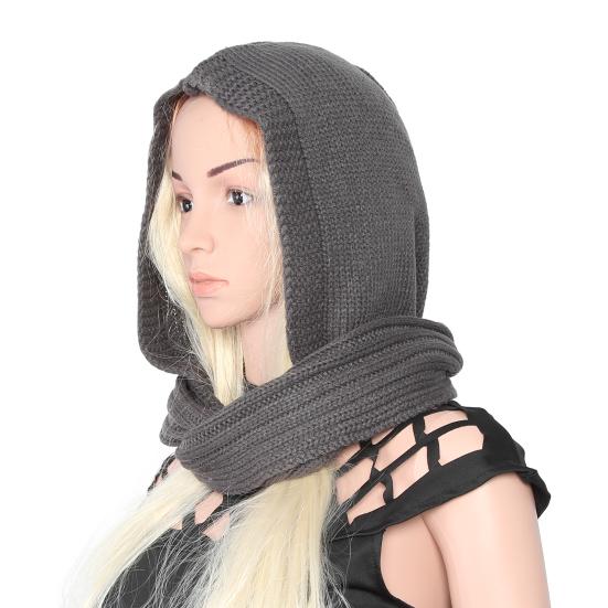 Hooded Scarf Thick Warm Woolen Women Hooded Scarf for Winter