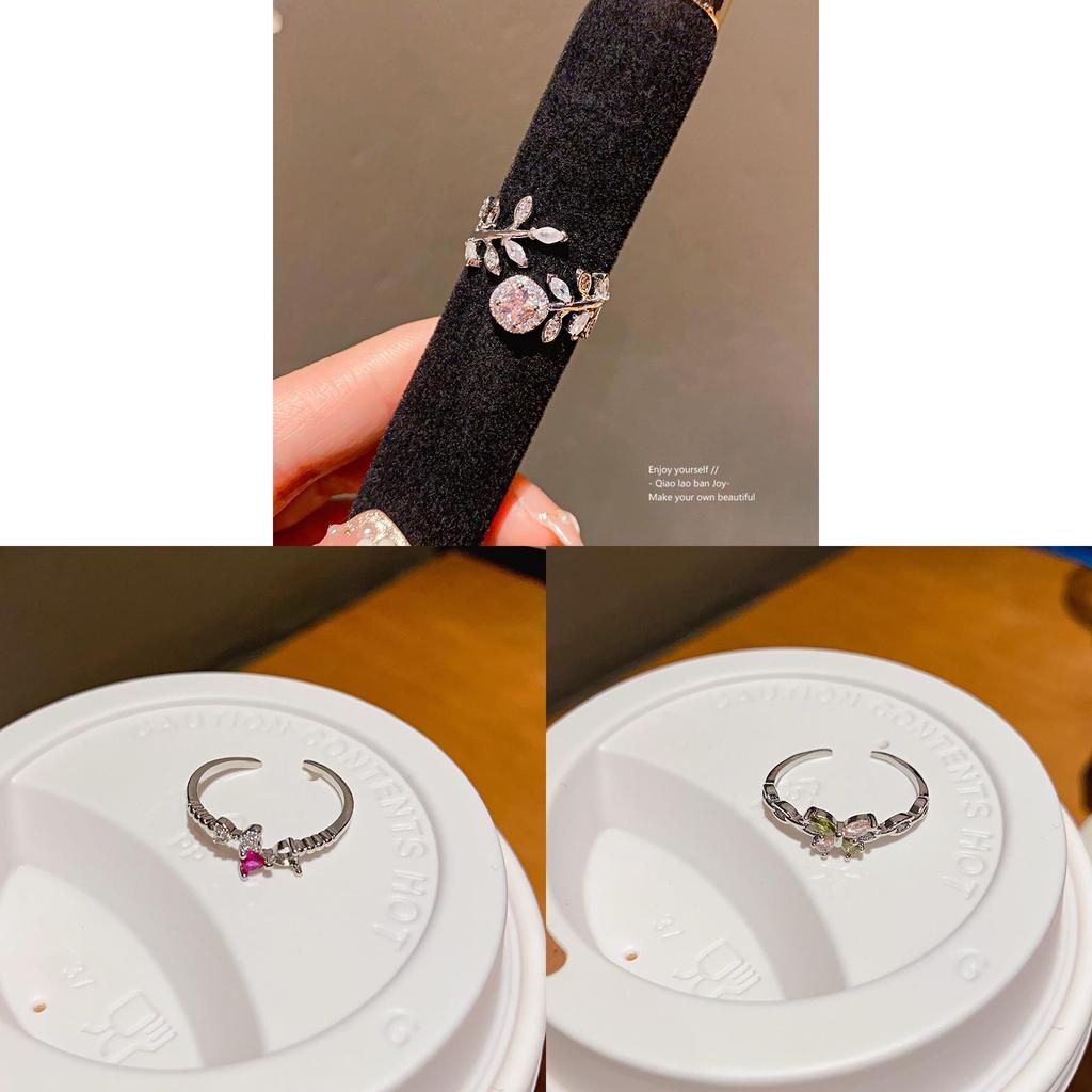 Minimalist Silver Zircon Butterfly Design Open Ring For Women Fashion Jewelry