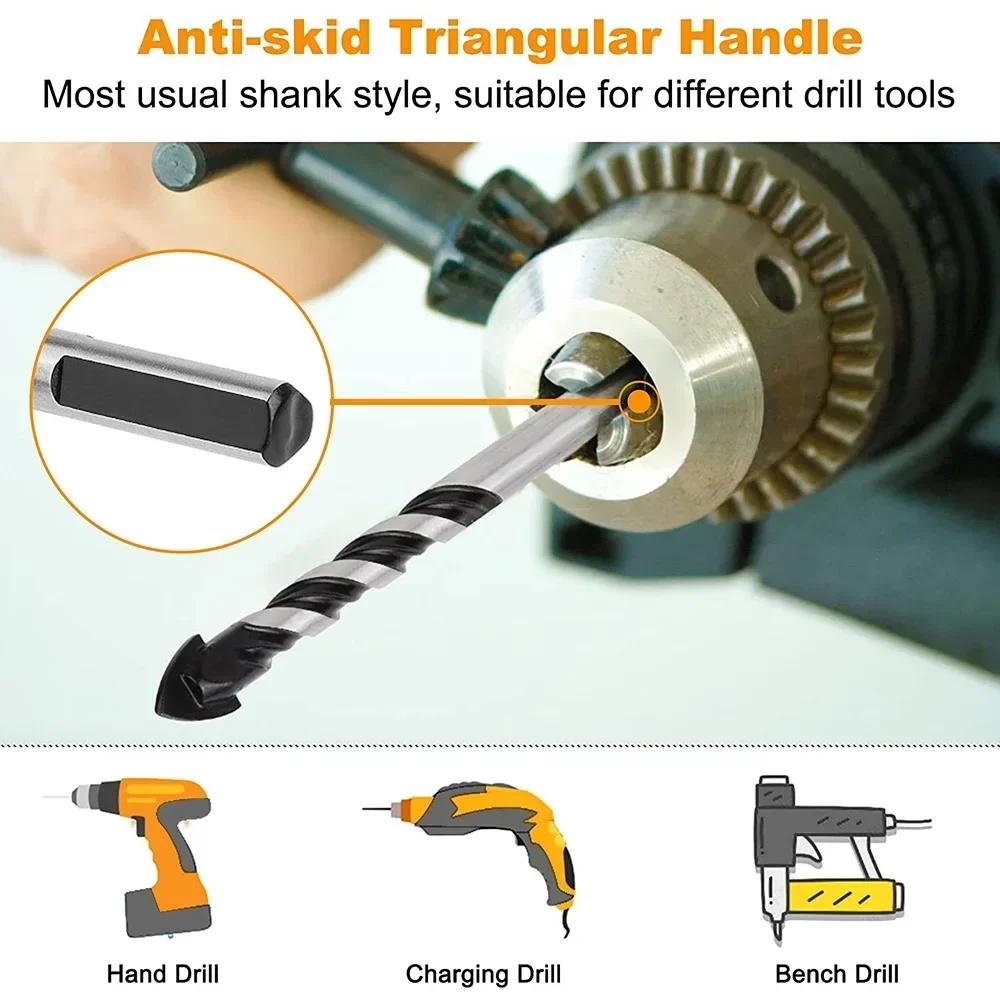 Multi Material Drill Bit 6 8 10 12mm with Alloy Tips for Wall Mirror Ceramic Tile Brick Concrete Walls